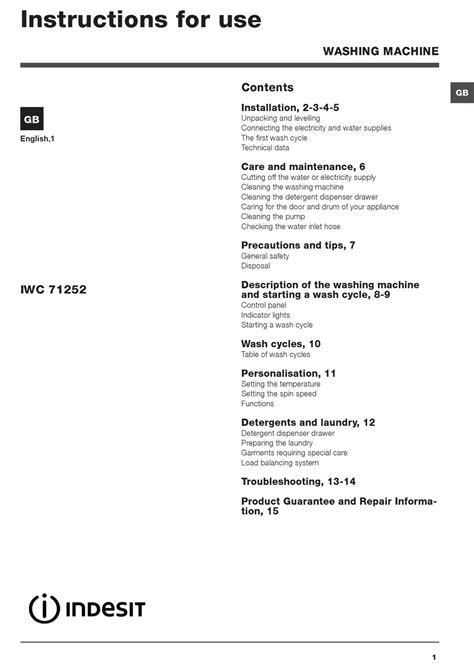 indesit iwc 71252 instructions.